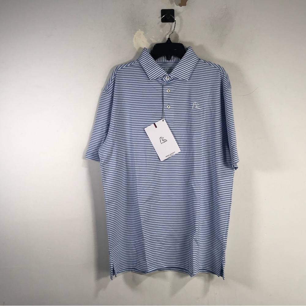 Roback The Barts Heather Stripe Short Sleeve Polo,Men Size M -Caicos-Blue/White